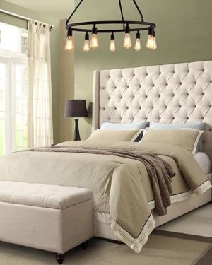 Tufted Bed with Vintage Wing