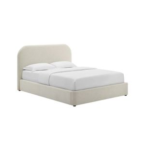 Upholstered Fabric Curved King Platform Bed