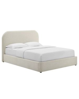 Upholstered Fabric Curved King Platform Bed