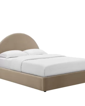 Resort Performance Velvet Arched Round King Platform Bed