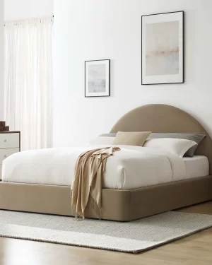 Resort Performance Velvet Arched Round King Platform Bed