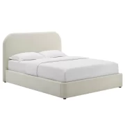 Upholstered Fabric Curved King Platform Bed