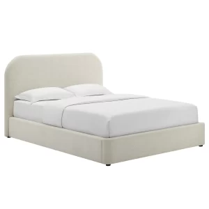 Upholstered Fabric Curved King Platform Bed