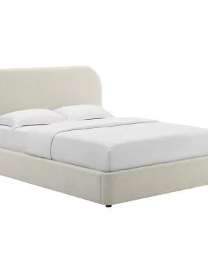 Upholstered Fabric Curved King Platform Bed