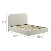 Upholstered Fabric Curved King Platform Bed