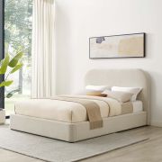 Upholstered Fabric Curved King Platform Bed
