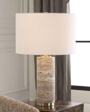Honed Travertine Table Lamp