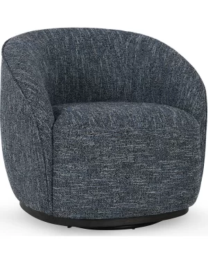Blue Upholstered Swivel Chair