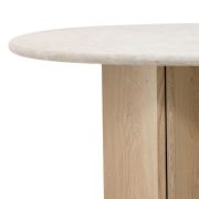 Cream Wash Oak Wood and Marble Dining Table