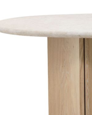 Cream Wash Oak Wood and Marble Dining Table