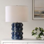 Blue Square Relief Table Lamp