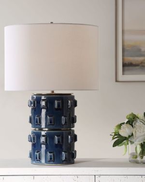 Blue Square Relief Table Lamp
