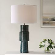 Ridged Green Table Lamp