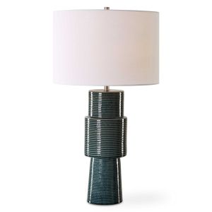 Ridged Green Table Lamp