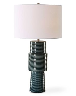 Ridged Green Table Lamp