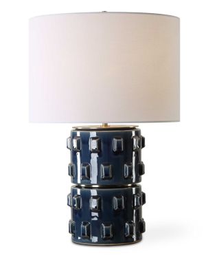 Blue Square Relief Table Lamp