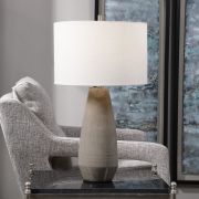 Grey Table Lamp with White Shade