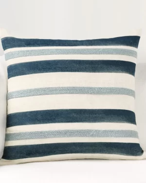 Ivory Blue Pillow 22×22
