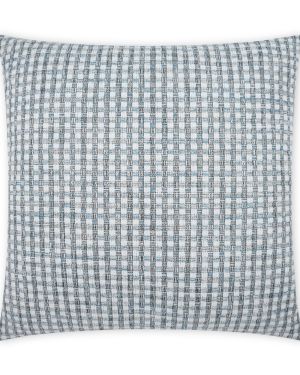 Blue & White Grid Outdoor Pillow