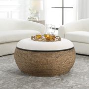 Braided-Straw Ottoman
