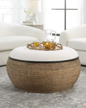 Braided-Straw Ottoman