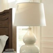 White Double Round Shape Ceramic Table Lamp