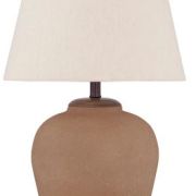 Round Terracota Metal Table Lamp