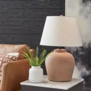 Round Terracota Metal Table Lamp