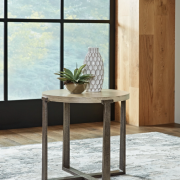 Gray Round Side Table