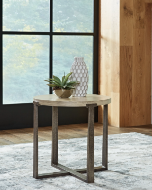 Gray Round Side Table