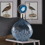 Blue Bottle with Agate Stone