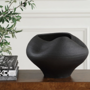 Black Matte Textured Ceramic Bowl