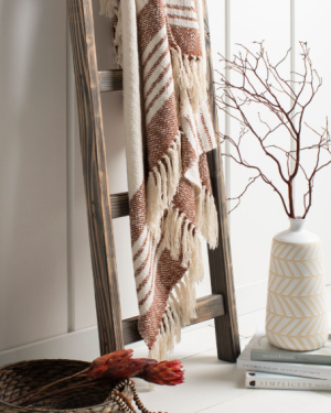 Brown Stripe Tassel Throw