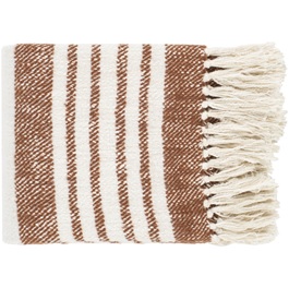 Brown Stripe Tassel Throw