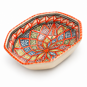 Large Hand-Painted Moroccan-Style Ceramic Serving Bowl