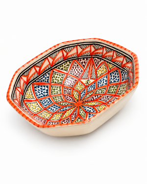 Large Hand-Painted Moroccan-Style Ceramic Serving Bowl